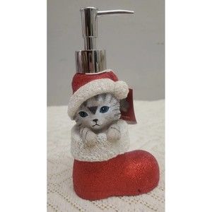DECOR Home Studios Holiday Lotion Dispenser "Kitten In A Stocking"  MSRP $30